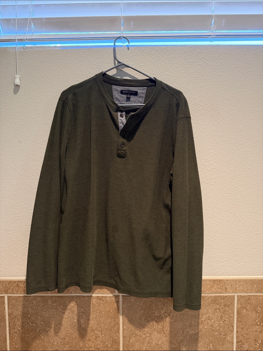 Banana Republic Olive Green Long Sleeve Henley Shirt